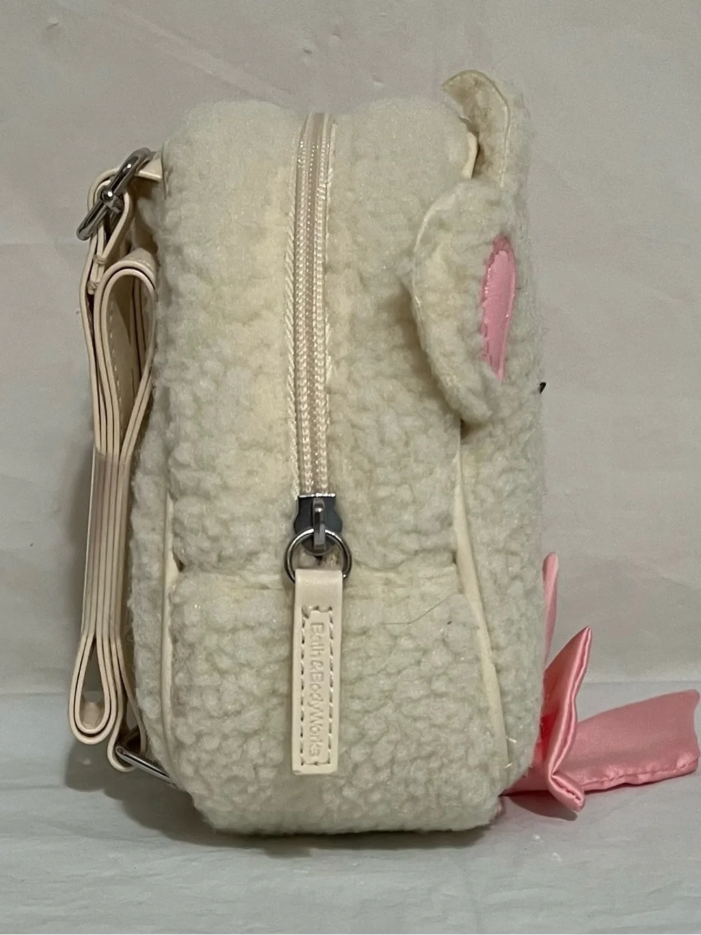 Bath & Body Works Polar Bear Mini Backpack Cream/White Pink Bow